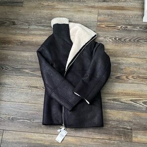 Mango Cream and Black Shearling Jacket women’s size medium